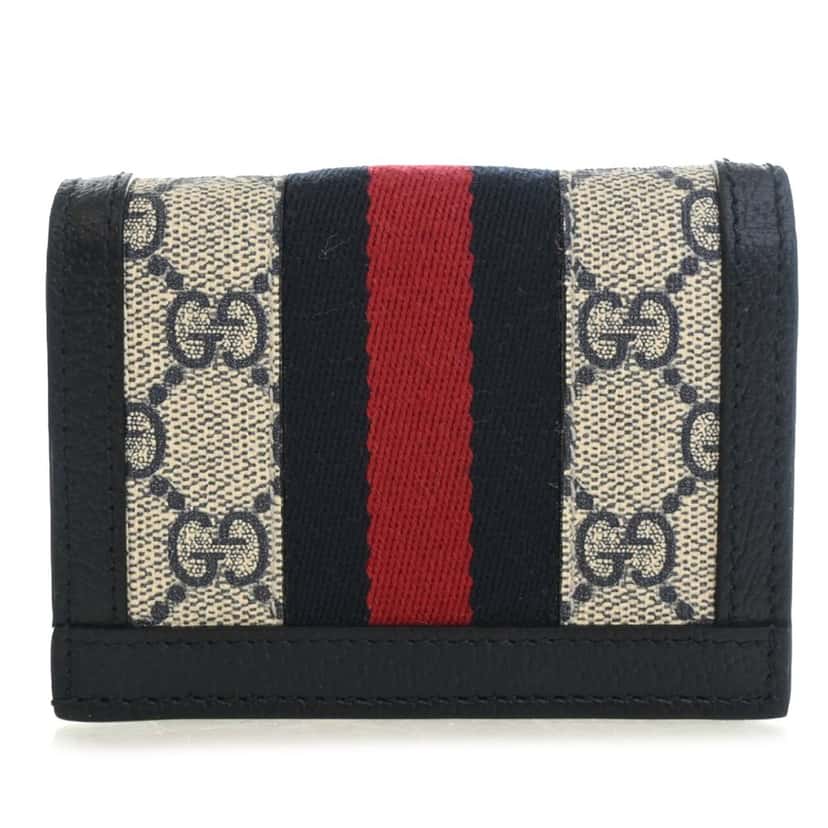 Gucci GG Supreme Web Ophidia Compact Wallet Beige Very good condition - Back View