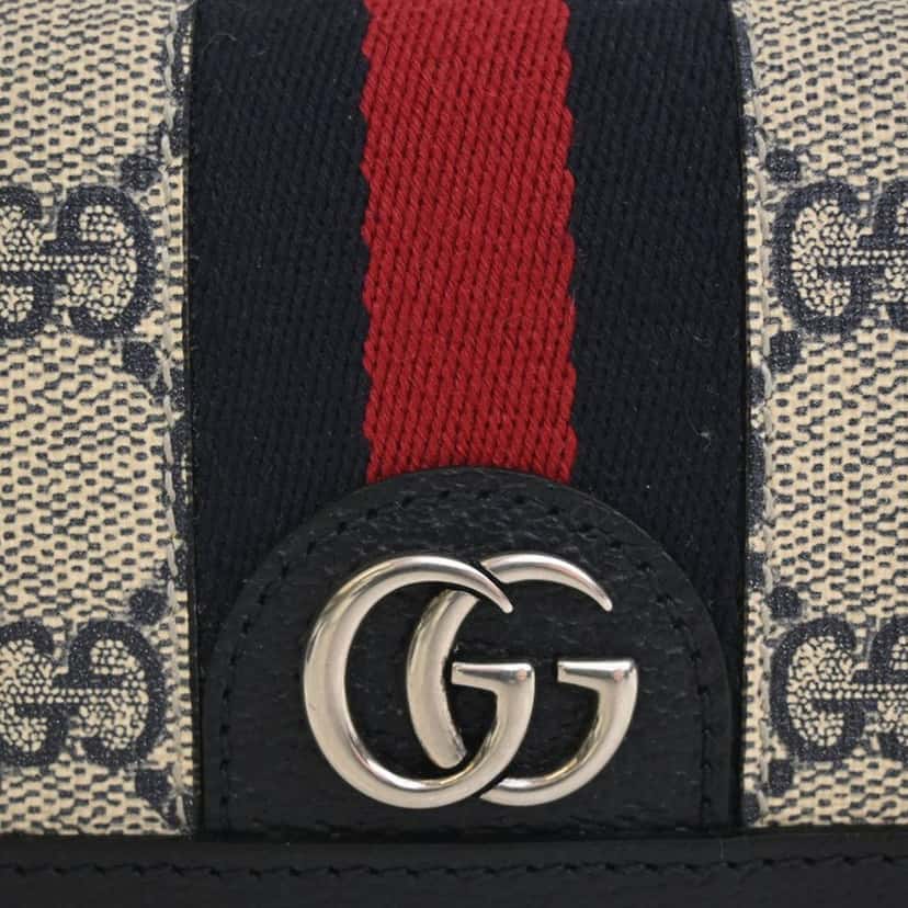 Gucci GG Supreme Web Ophidia Compact Wallet Beige Very good condition - Box View