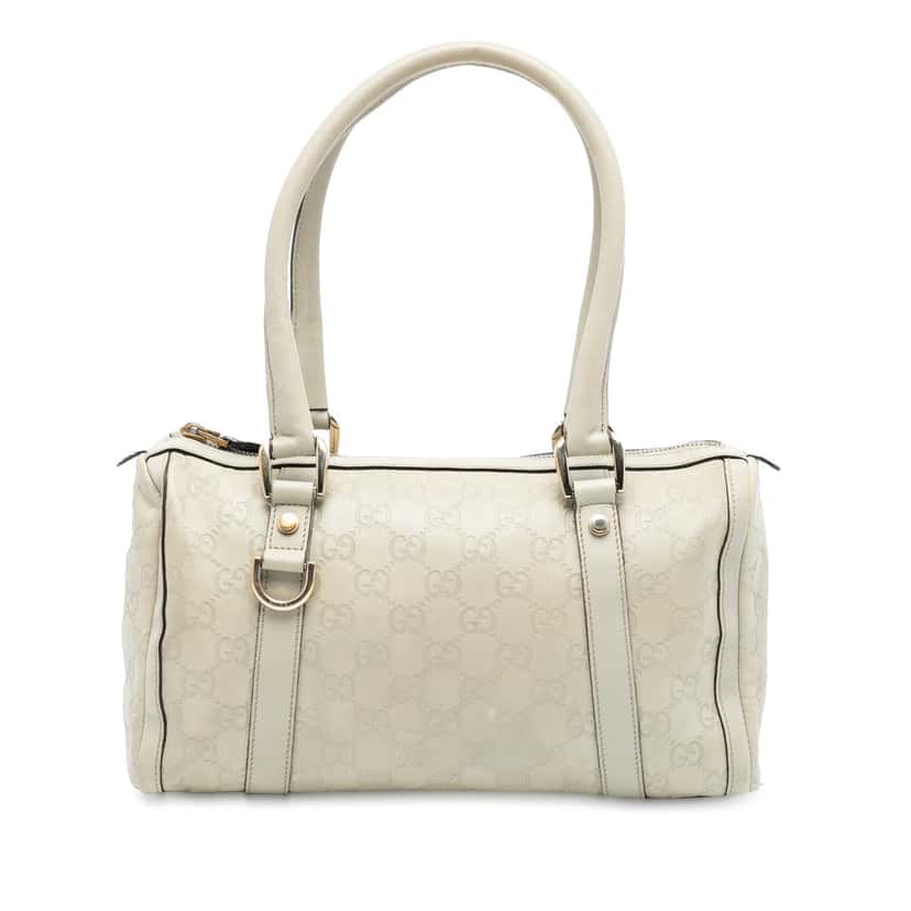 Gucci Guccissima Abbey D Ring Boston Bag White Leather Very good condition - Front View