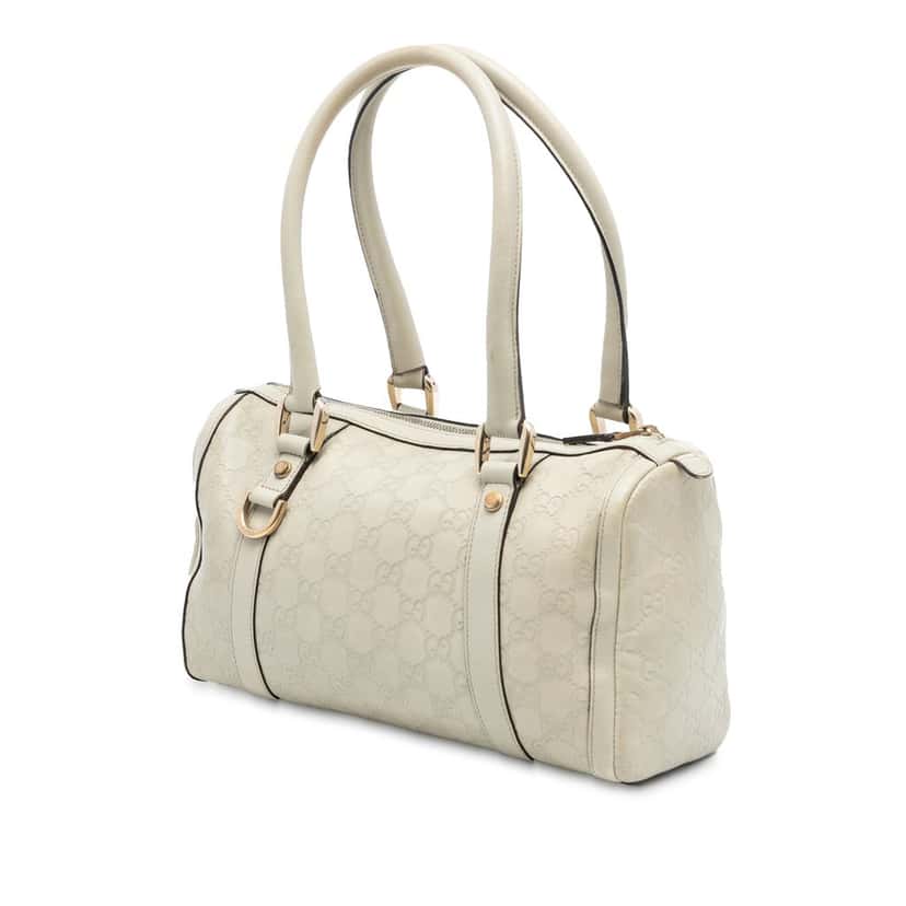 Gucci Guccissima Abbey D Ring Boston Bag White Leather Very good condition - Back View