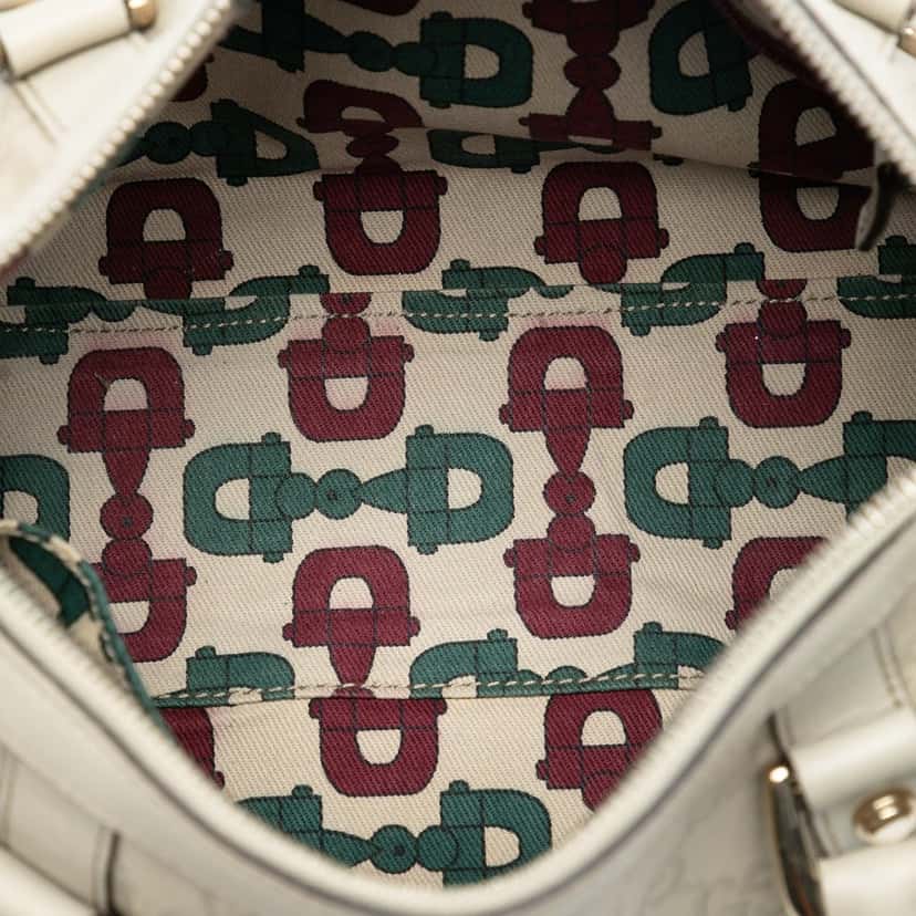 Gucci Guccissima Abbey D Ring Boston Bag White Leather Very good condition - Model View