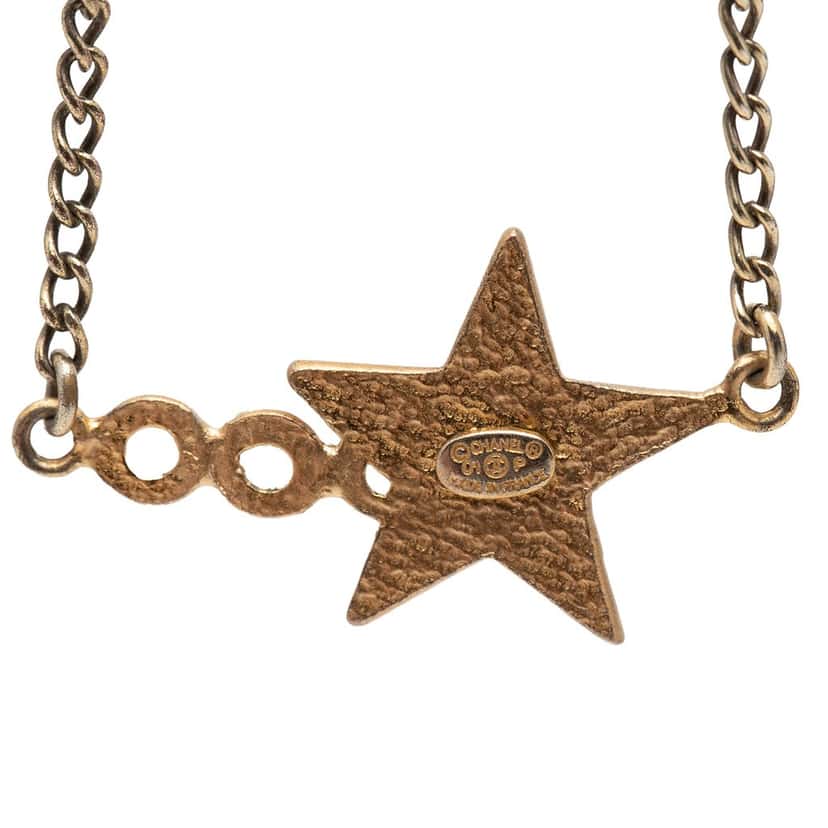 Chanel CC Gold Plated Enamel Coco Star Pendant Necklace Gold Metal Very good condition - Inside View