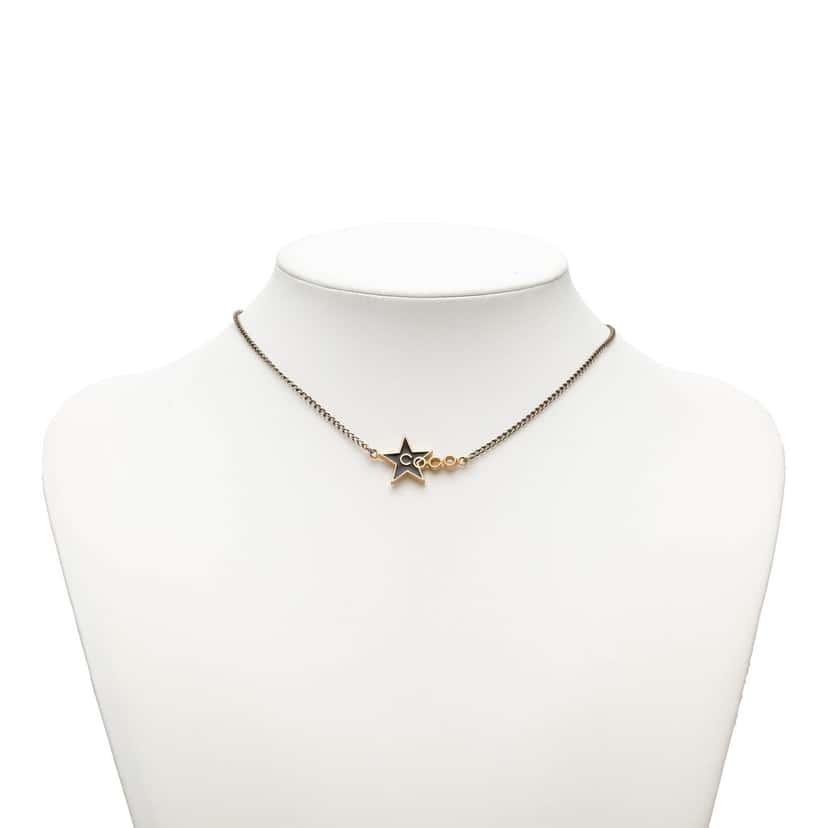 Chanel CC Gold Plated Enamel Coco Star Pendant Necklace Gold Metal Very good condition - Box View
