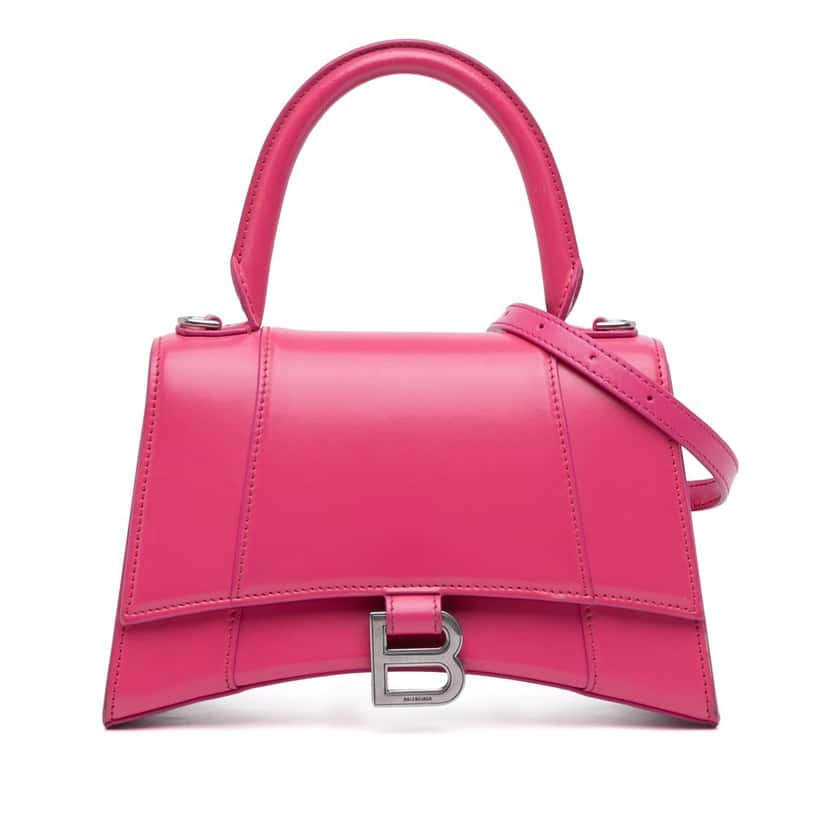 Balenciaga Small Shiny Box Calfskin Hourglass Satchel Pink Leather Very good condition - Front View