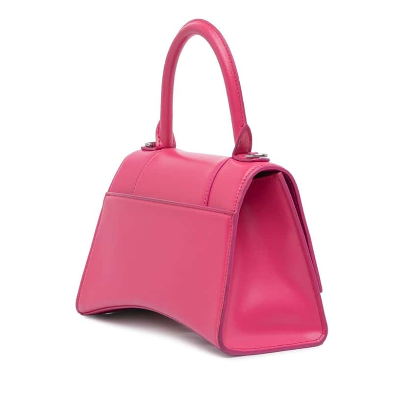 Balenciaga Small Shiny Box Calfskin Hourglass Satchel Pink Leather Very good condition - Back View