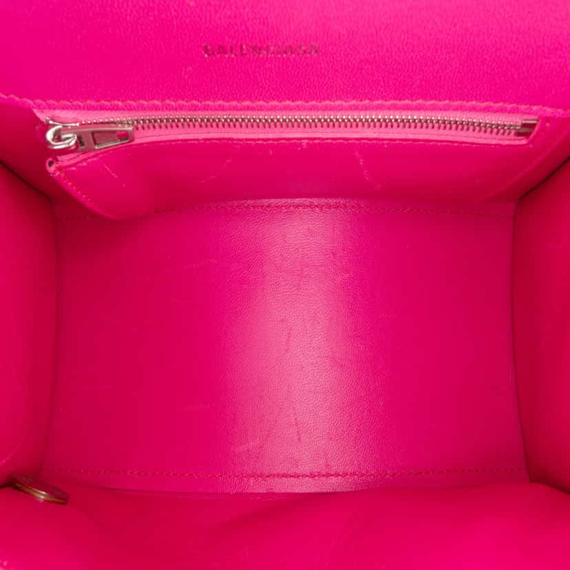 Balenciaga Small Shiny Box Calfskin Hourglass Satchel Pink Leather Very good condition - Model View