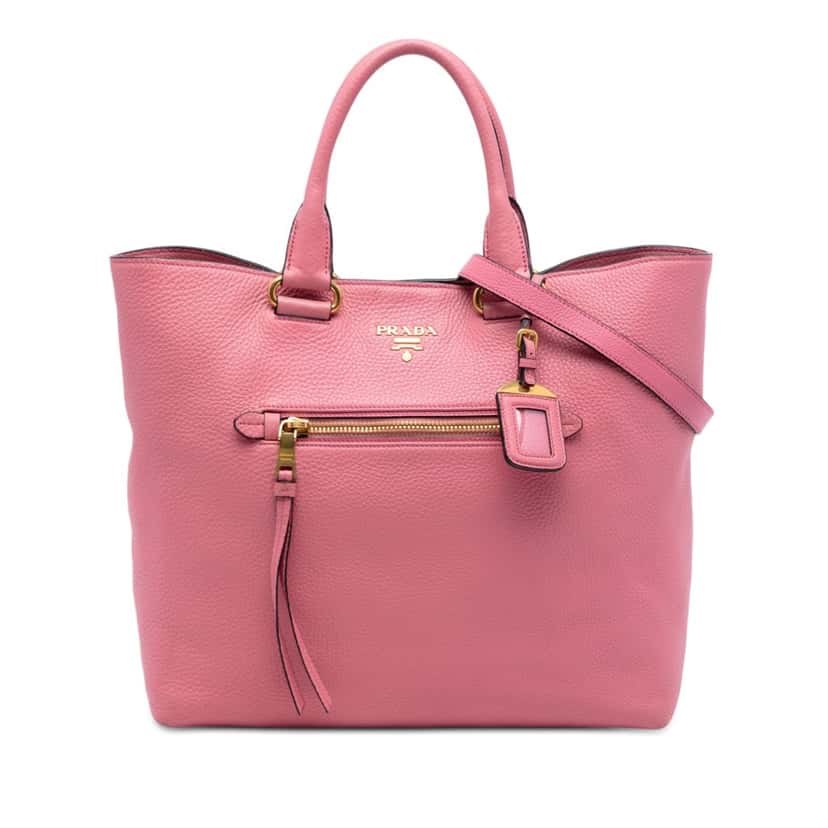 Prada Vitello Daino Open Convertible Tote Pink Leather Very good condition - Front View