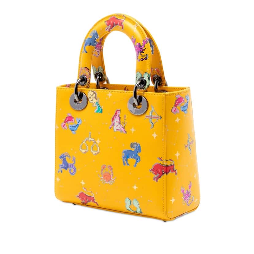 Dior Small Calfskin Pixel Zodiac Lady Dior Yellow Leather Very good condition - Back View