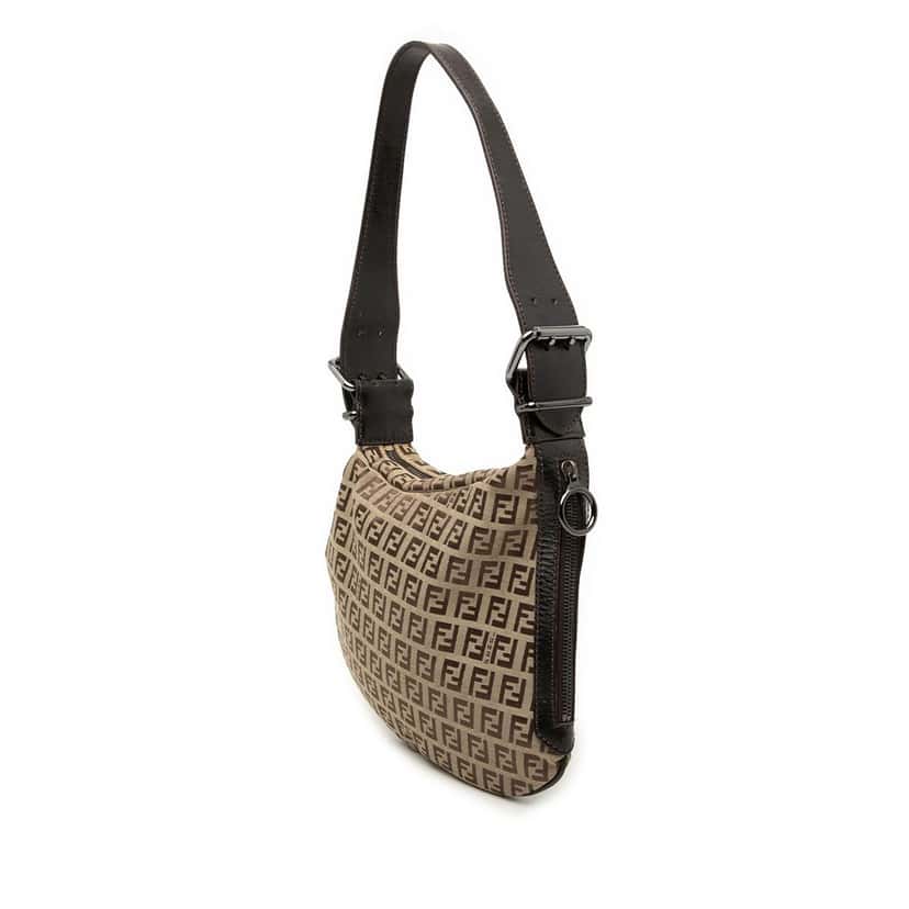 Fendi Zucchino Oyster Shoulder Bag Beige Good condition - Back View