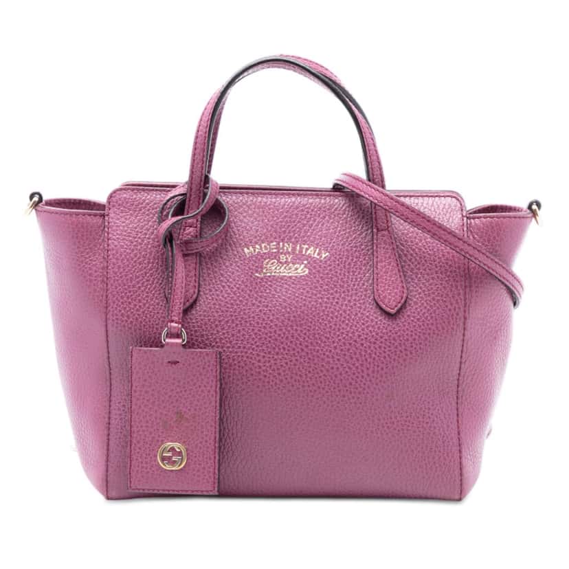 Gucci Mini Leather Swing Satchel Purple Leather Very good condition - Front View