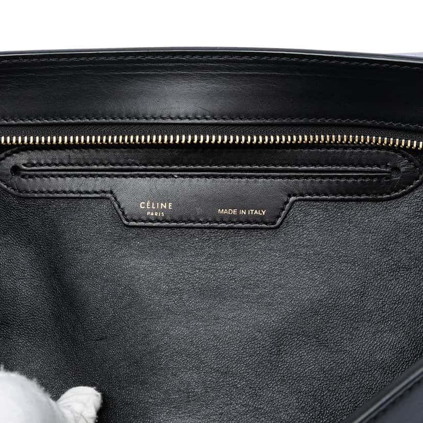 Celine Medium Tricolor Calfskin and Suede Trapeze Satchel Black Leather Very good condition - Box View