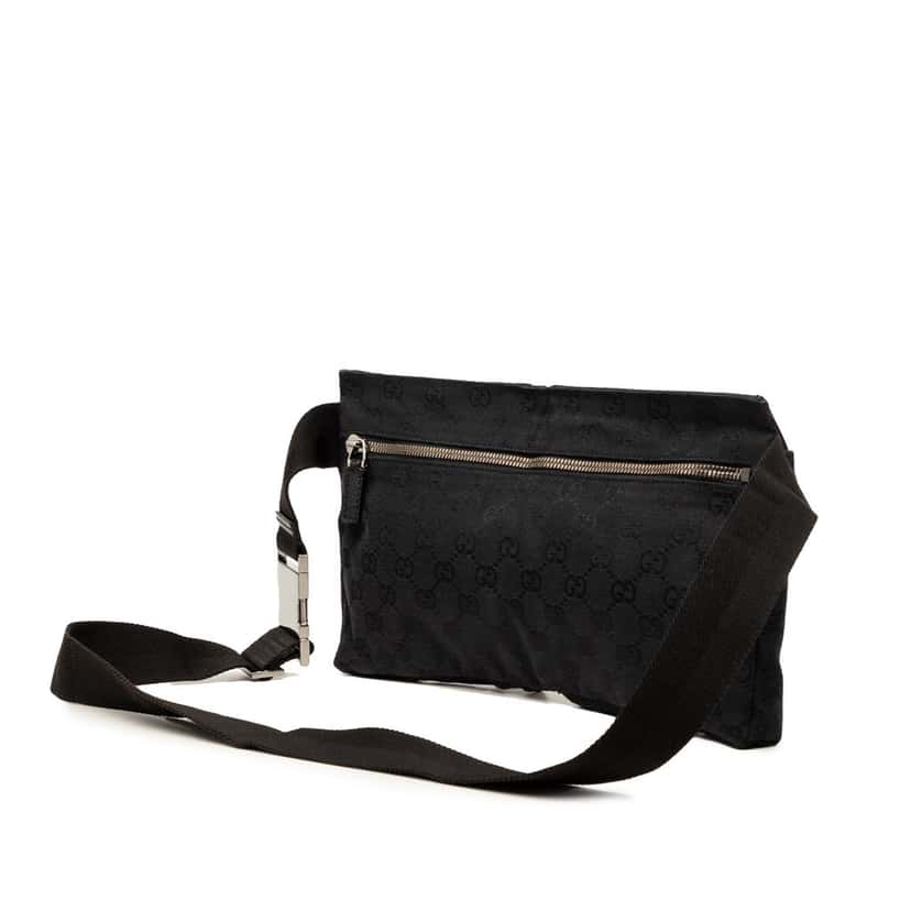 Gucci GG Canvas Double Pocket Belt Bag Black Very good condition - Back View