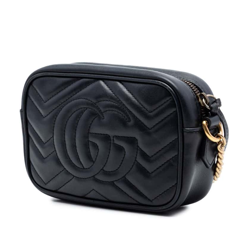Gucci Mini GG Marmont Matelasse Leather Crossbody Black Leather Very good condition - Back View