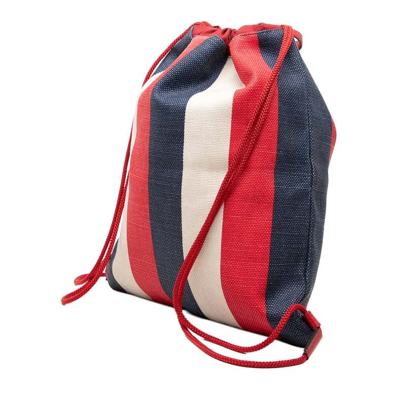 Gucci Canvas Sylvie Baiadera Web Drawstring Backpack Red Very good condition - Back View