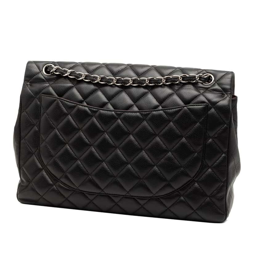 Chanel Maxi Classic Caviar Double Flap Black Leather Very good condition - Back View