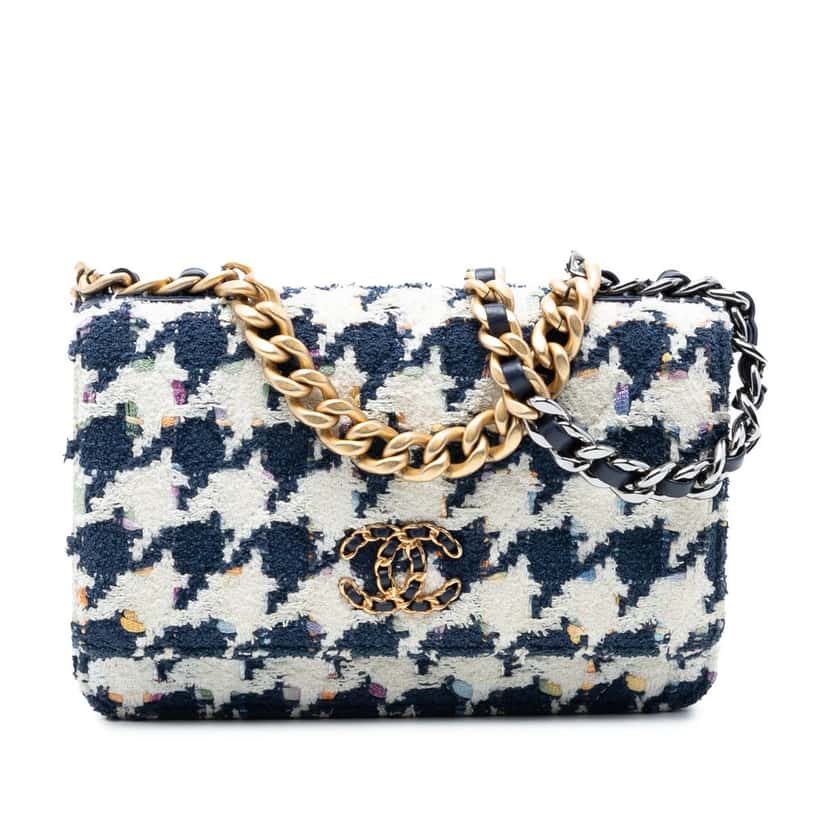 Chanel Tweed 19 Wallet On Chain Blue Very good condition - Front View