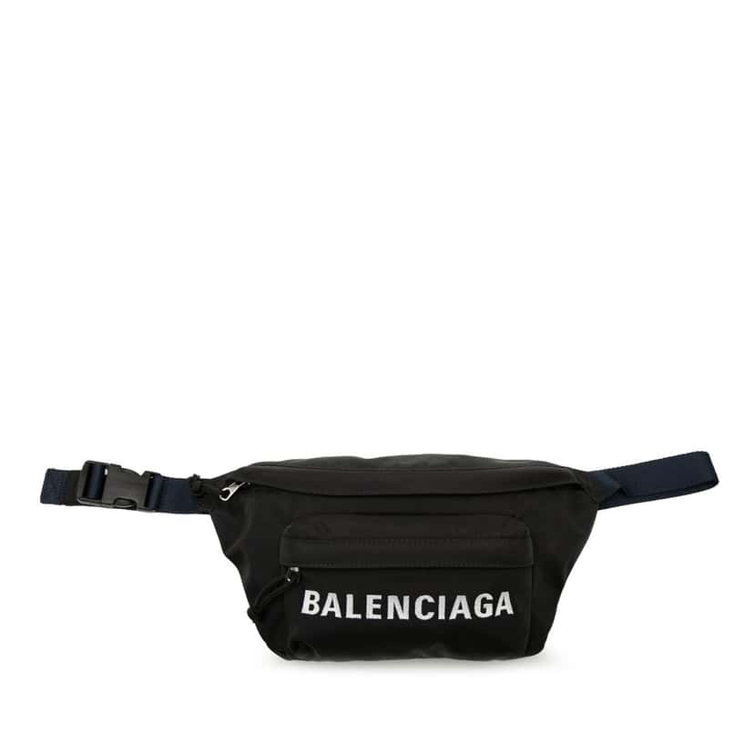 Balenciaga Nylon Logo Wheel Belt Bag Black Very good condition - Front View
