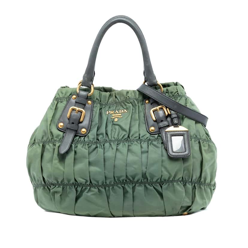 Prada Tessuto Gaufre Tote Green Very good condition - Front View