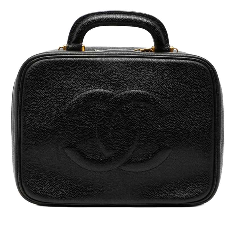 Chanel CC Caviar Vanity Case Black Leather Very good condition - Front View