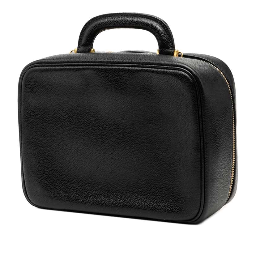 Chanel CC Caviar Vanity Case Black Leather Very good condition - Back View