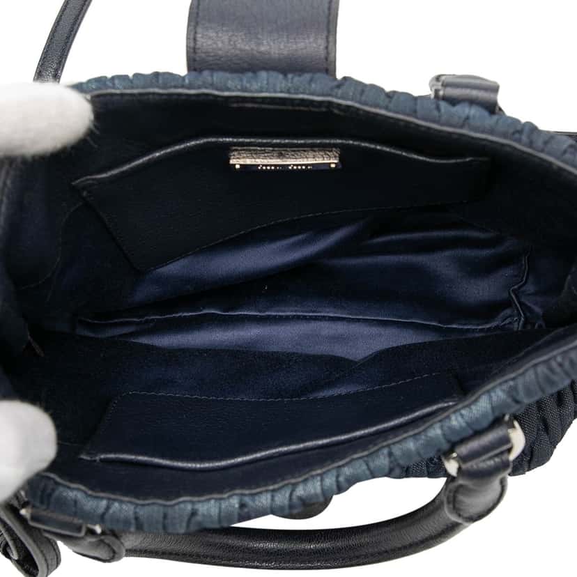 Miu Miu Matelasse Denim Crystal Satchel Blue Very good condition - Model View