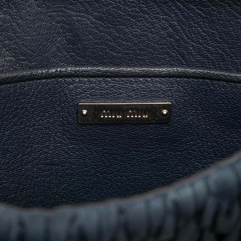 Miu Miu Matelasse Denim Crystal Satchel Blue Very good condition - Box View