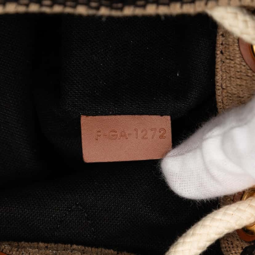 Celine Small Triomphe Raffia Drawstring Bucket Bag Brown Very good condition - Box View