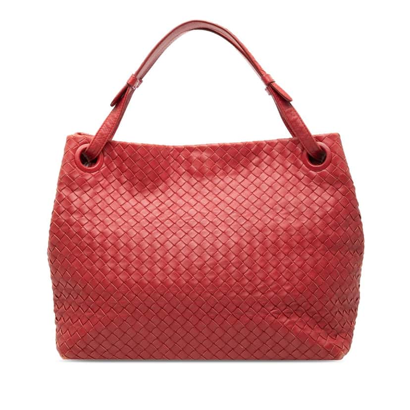 Bottega Veneta Medium Nappa Intrecciato Garda Tote Red Leather Very good condition - Front View