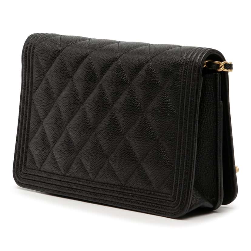 Chanel Quilted Caviar Boy Wallet on Chain Black Leather Very good condition - Back View