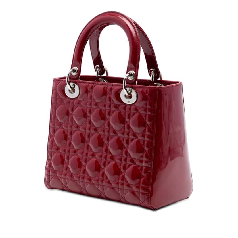 Dior Medium Patent Cannage Lady Dior Red Leather Very good condition - Back View