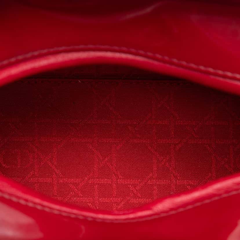 Dior Medium Patent Cannage Lady Dior Red Leather Very good condition - Model View