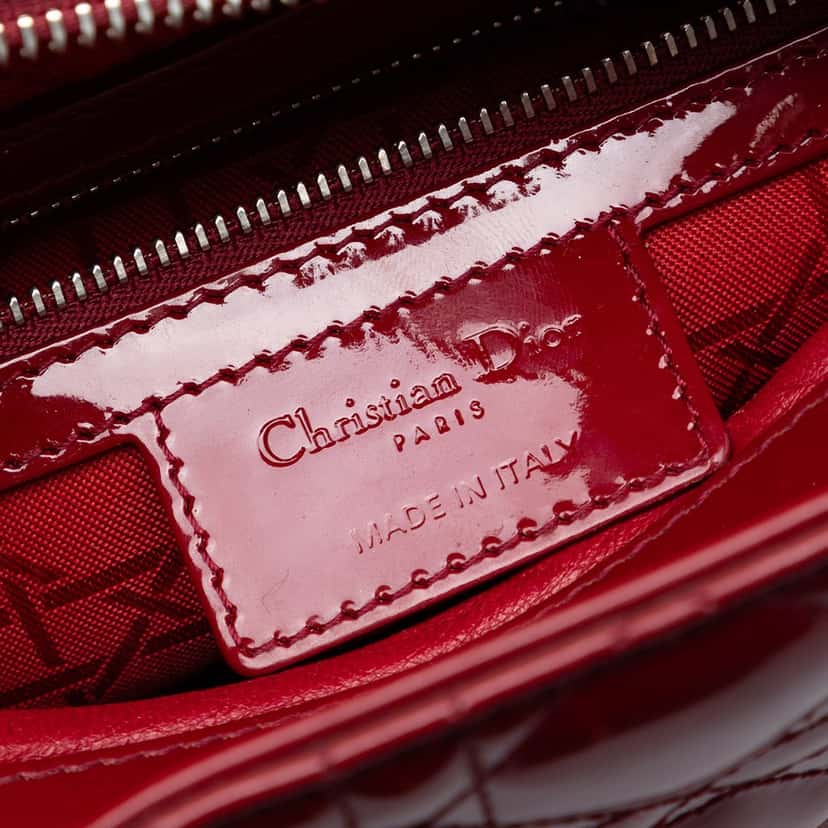 Dior Medium Patent Cannage Lady Dior Red Leather Very good condition - Box View