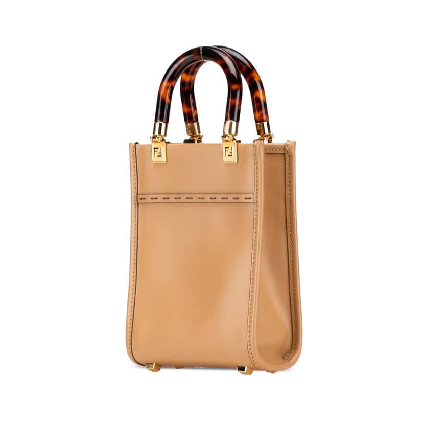 Fendi Mini Leather Sunshine Shopper Tote Brown Leather Very good condition - Back View