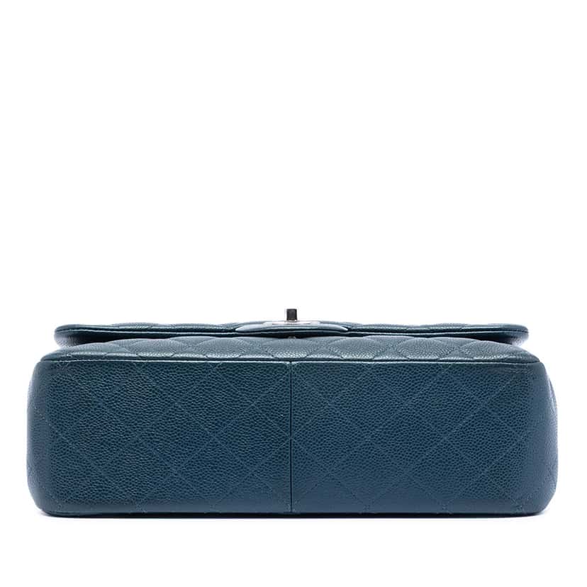 Chanel Jumbo Classic Caviar Double Flap Blue Leather Very good condition - Inside View
