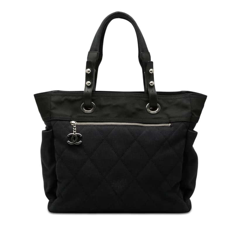 Chanel Large Quilted Canvas Paris Biarritz Tote Blue Very good condition - Front View