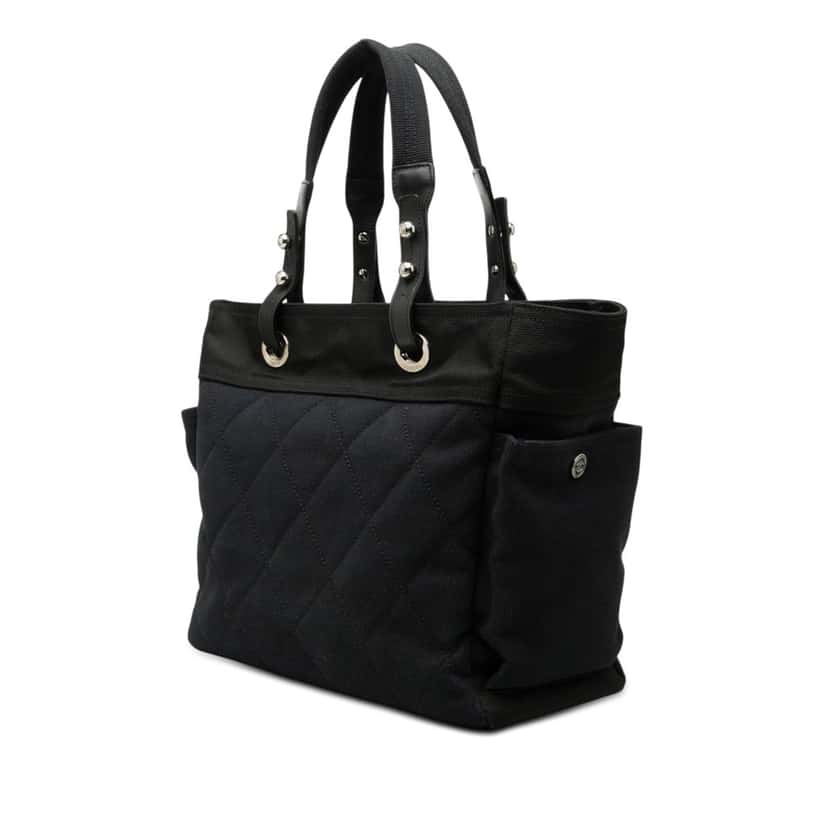 Chanel Large Quilted Canvas Paris Biarritz Tote Blue Very good condition - Back View