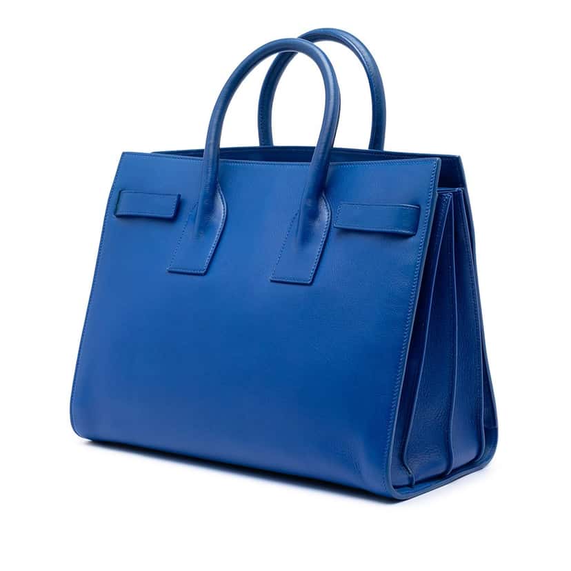 Saint Laurent Small Leather Sac De Jour Satchel Blue Leather Very good condition - Back View