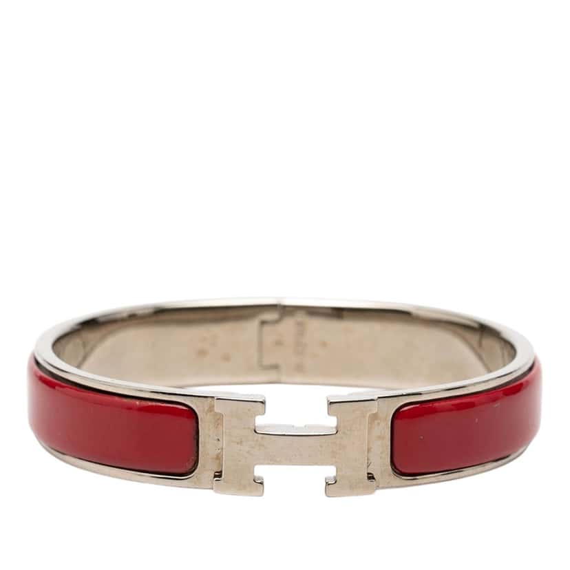 Hermès Narrow Enamel Clic H Bracelet PM Red Very good condition - Front View