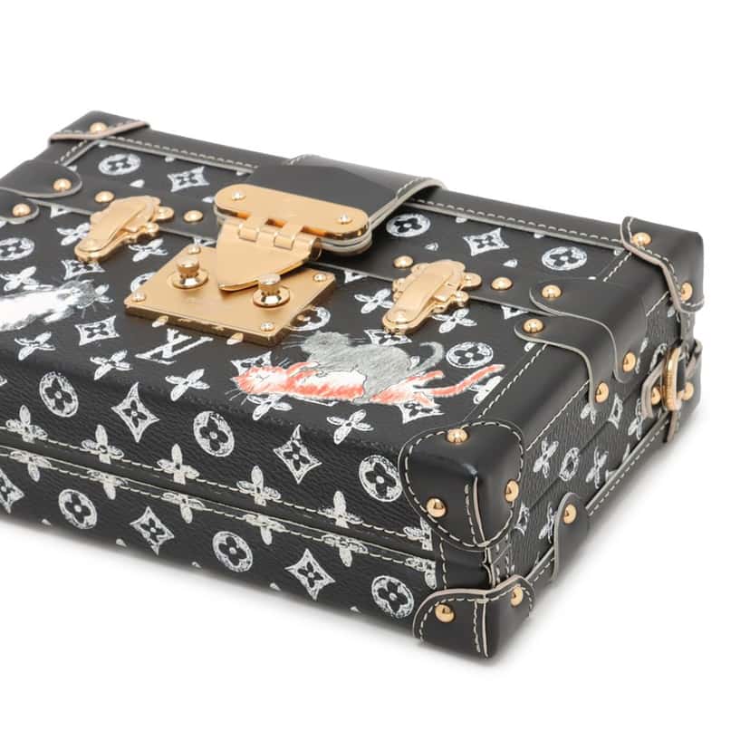 Louis Vuitton Grace Coddington Catogram Petite Malle Black Very good condition - Box View