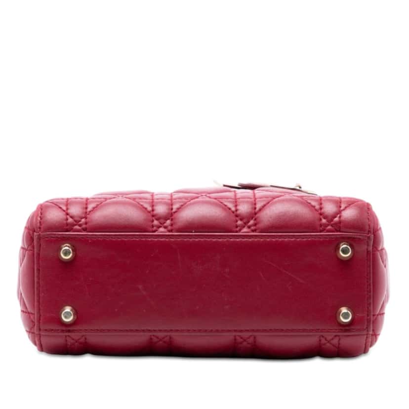 Dior Mini Lambskin Cannage Lady Dior Red Leather Very good condition - Inside View