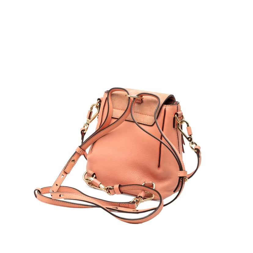 Chloé Mini Calfskin and Suede Faye Backpack Pink Leather Very good condition - Back View