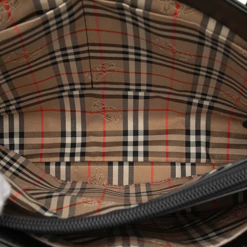 Burberry House Check Trimmed Leather Handbag Black Leather Very good condition - Model View