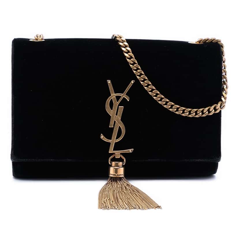 Saint Laurent Small Suede Monogram Kate Tassel Crossbody Black Leather Very good condition - Front View