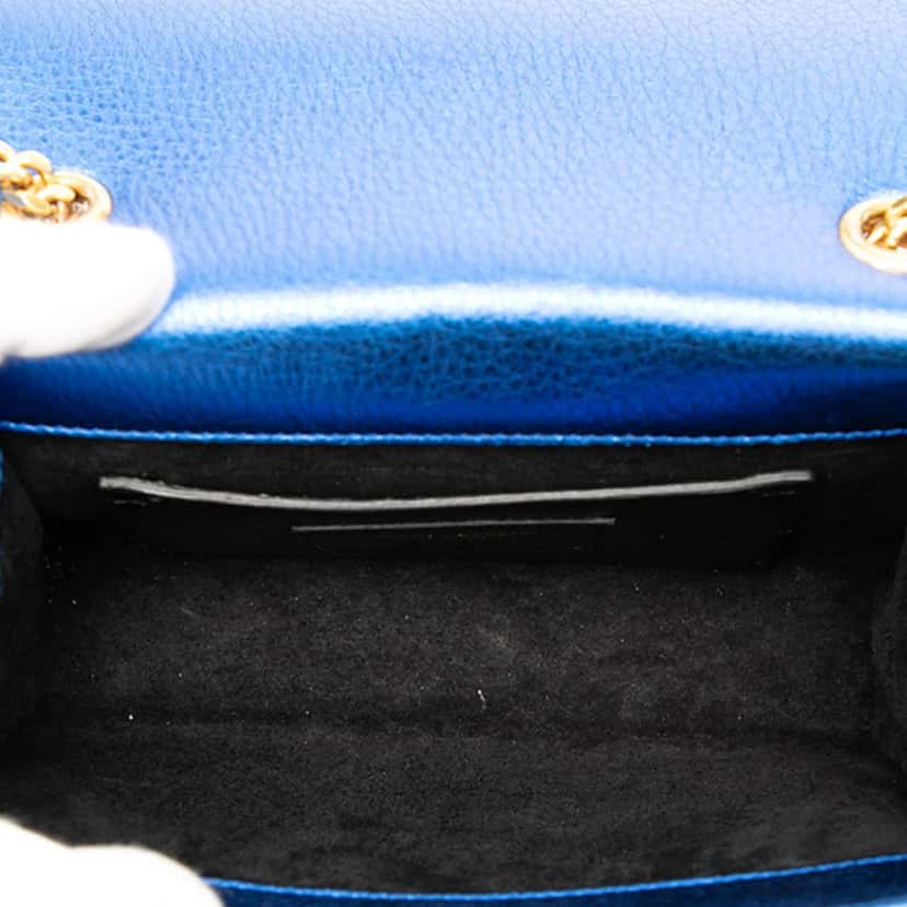 Saint Laurent Small Metallic Calfskin Monogram Kate Tassel Crossbody Blue Leather Very good condition - Model View