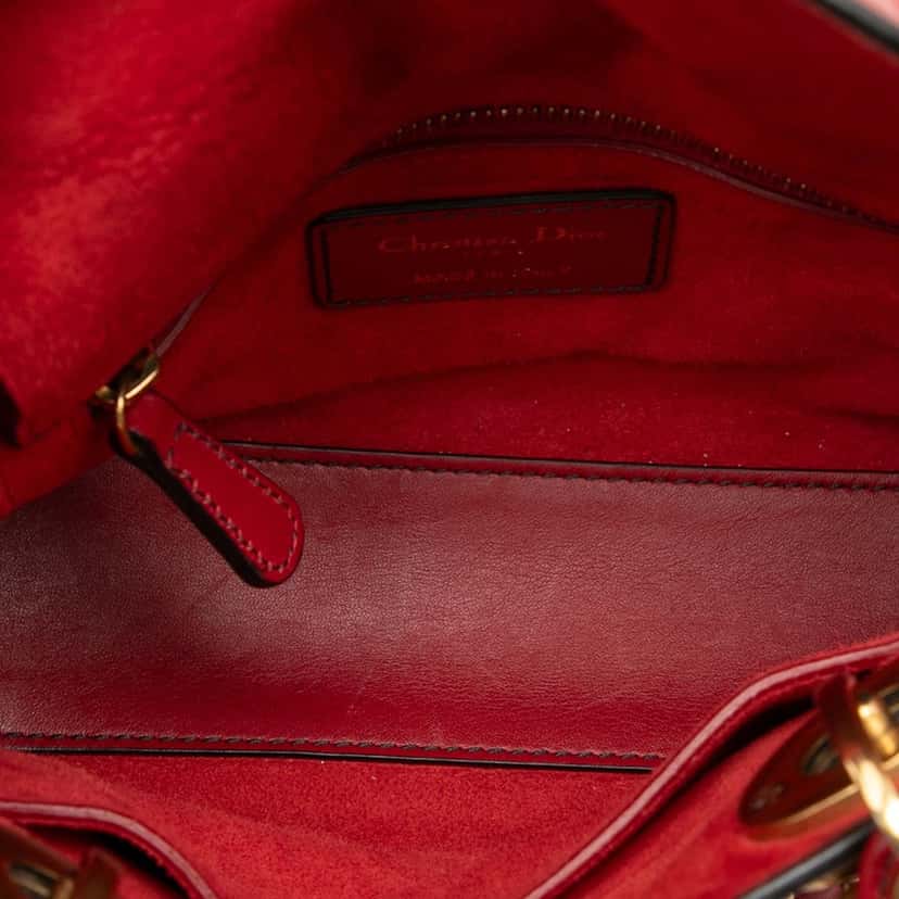 Dior Mini Lambskin Cannage Studded Supple Lady Dior Red Leather Very good condition - Model View