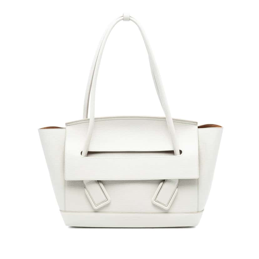 Bottega Veneta Medium French Calfskin The Arco Tote White Leather Very good condition - Front View
