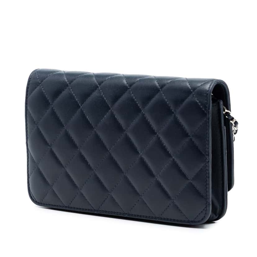 Chanel Quilted Lambskin Golden Class Wallet On Chain Black Leather Very good condition - Back View