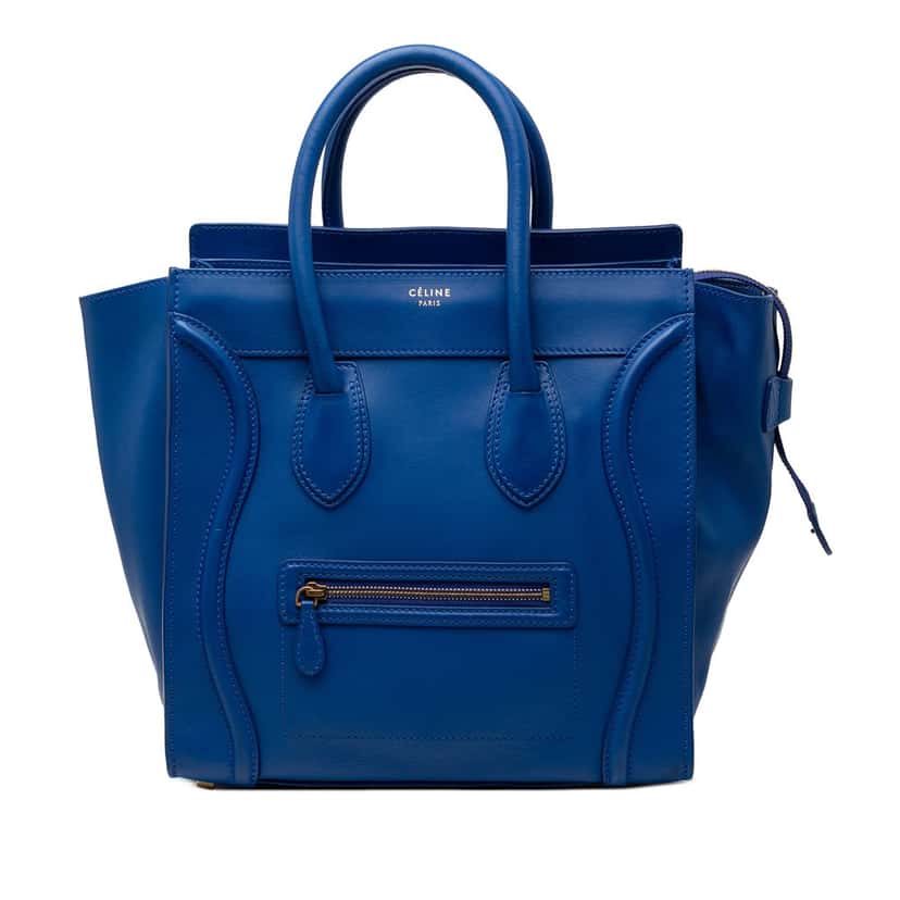 Celine Mini Smooth Calfskin Luggage Tote Blue Leather Very good condition - Front View