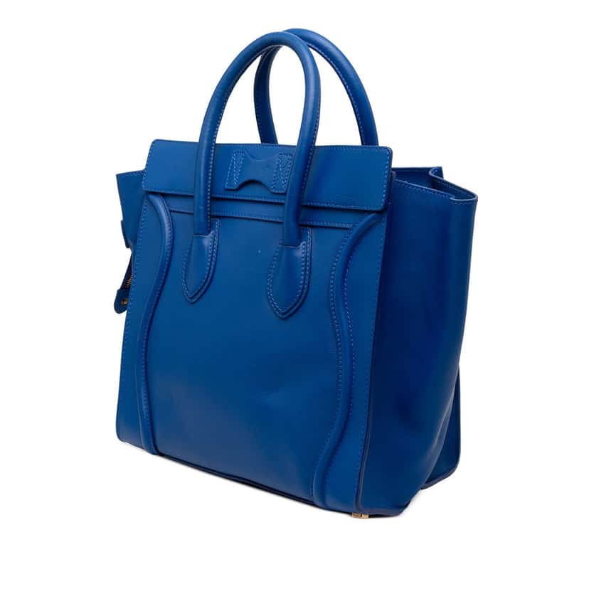 Celine Mini Smooth Calfskin Luggage Tote Blue Leather Very good condition - Back View