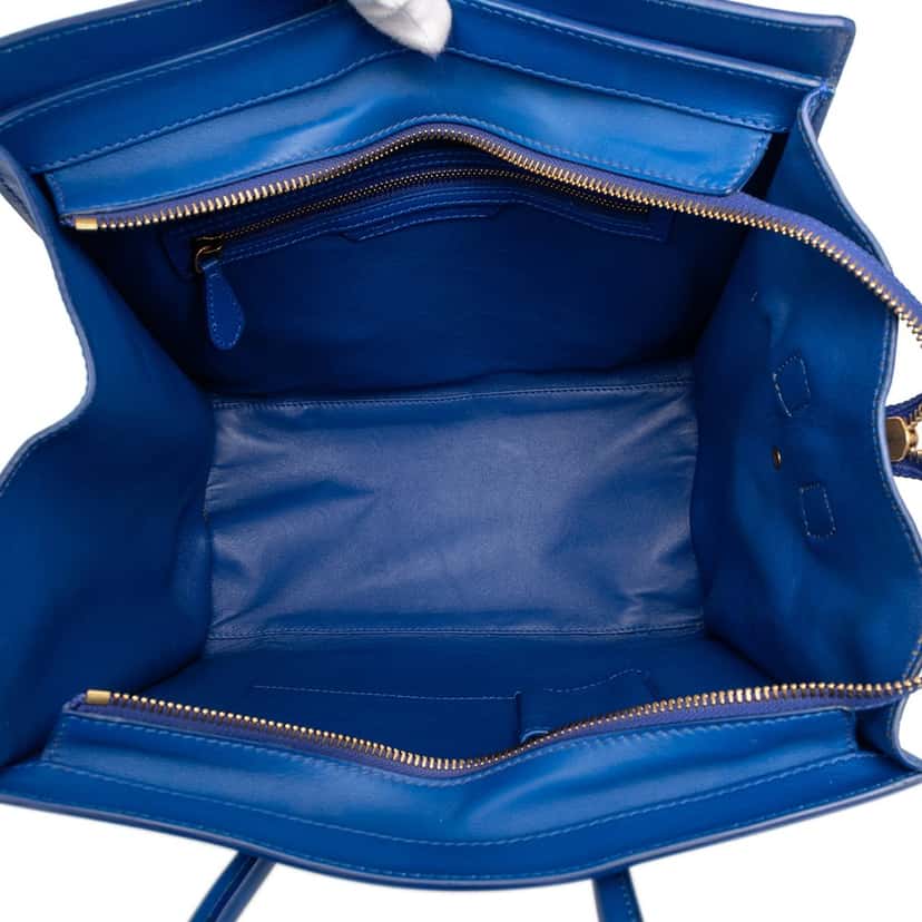 Celine Mini Smooth Calfskin Luggage Tote Blue Leather Very good condition - Model View